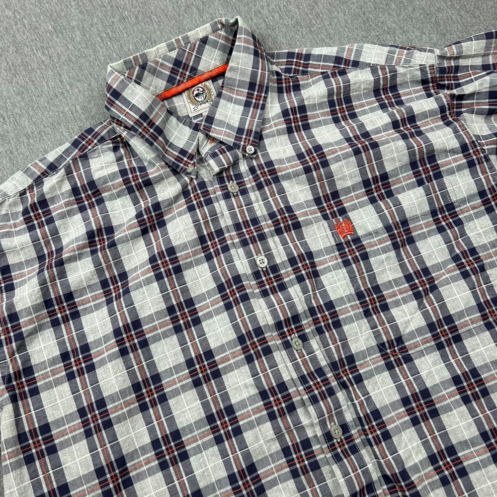 Cinch Button Down Long Sleeve Shirt Mens Large Blue Gray Plaid Western Cowboy